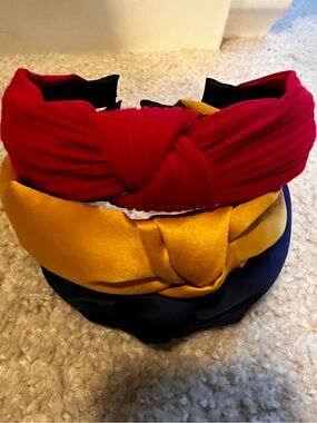 Women’s Knot Headband Trio - Red, Gold, Navy